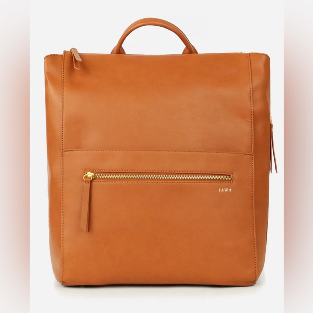 ***FAWN DESIGN*** Square diaper bag, EXCELLENT CONDITION, brown faux leather